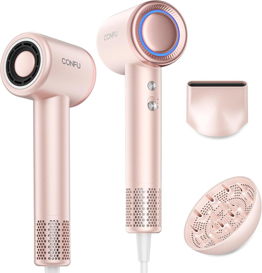 Hair Dryer with Diffuser, CONFU Hair Dryers for Women, Diffuser Hair Dryer High Speed Professional Ionic Blow Dryer for Fast Drying, Hair for Curly Hair for Home Travel (Pink)
