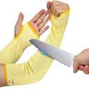 Cut Resistant Sleeves With Thumb Hole,Thin Skin Arm Protection Sleeves And Bruising, Kevlar Sleeves For Women, Men, Elderly(Yellow,17.7 In)