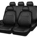 Universal Deluxe Pu Luxury Vinyl Faux Leather Car Seat Covers Full Set, Airbag Compatible, Breathable, Fit for Cars, Trucks, SUV (All Black)