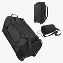 85L 29“ Foldable Rolling Backpack with Wheels, Soft-Side Travel Duffle Bag with Separate Shoe Compartment, Full Quilted Bottom, Black