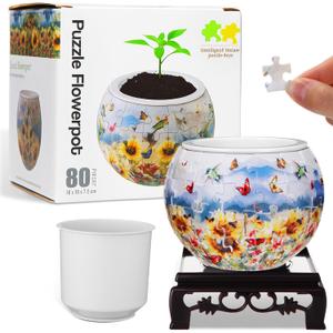 3D Puzzle Vase 3D Puzzle Flower Vase Crafted from 160 Curved Plastic Pieces DIY Housewarming Gift for Flower Arrangements and Home Decoration(Trochilus,Butterfly)