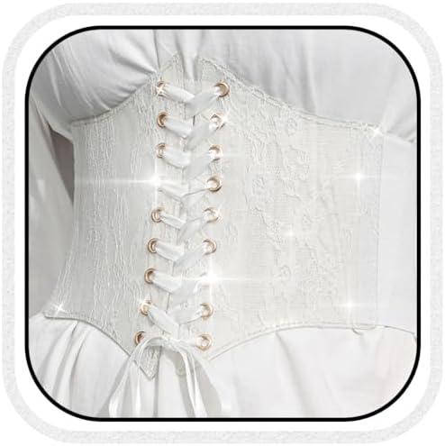 BODIY Women Lace Corset Belts Elastic Cinch Belt Tied Waspie Wide Waist Bustiers for Dress | 
One Size	26