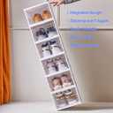 6-Tier Shoe Rack Shoe Storage Box Bins Clear Collapsible Plastic Installation-Free Stackable Foldable Tote with Lids Organizing Dustproof