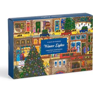 Galison Winter Lights Christmas Countdown – 12 Days of Puzzles Featuring Images of Winter City Fun