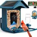 BIRDLEGEND BL01 Bird Feeder with Camera Solar Powered, Free AI Smart Camera Bird Feeder with 64GB Card DIY Add-ons 1080P Live Auto Capture Videos Pictures, Gifts for Birdlover Mom Dad, 2.4GHz WiFi (Blue)