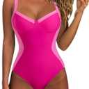 SUUKSESS Womens Tummy Control One Piece Swimsuit Sexy Crisscross Back Bathing Suit