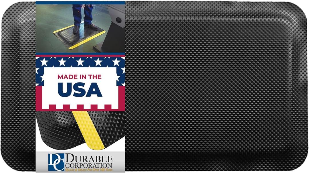 Durable Corp Grand Comfort Floor Mat, Anti Fatigue Heavy Duty Waterproof Non Slip Textured Rubber for Productivity and Comfort, Indoor Outdoor Rug for Kitchen, Industrial Spaces, 36x60 Inches, Black