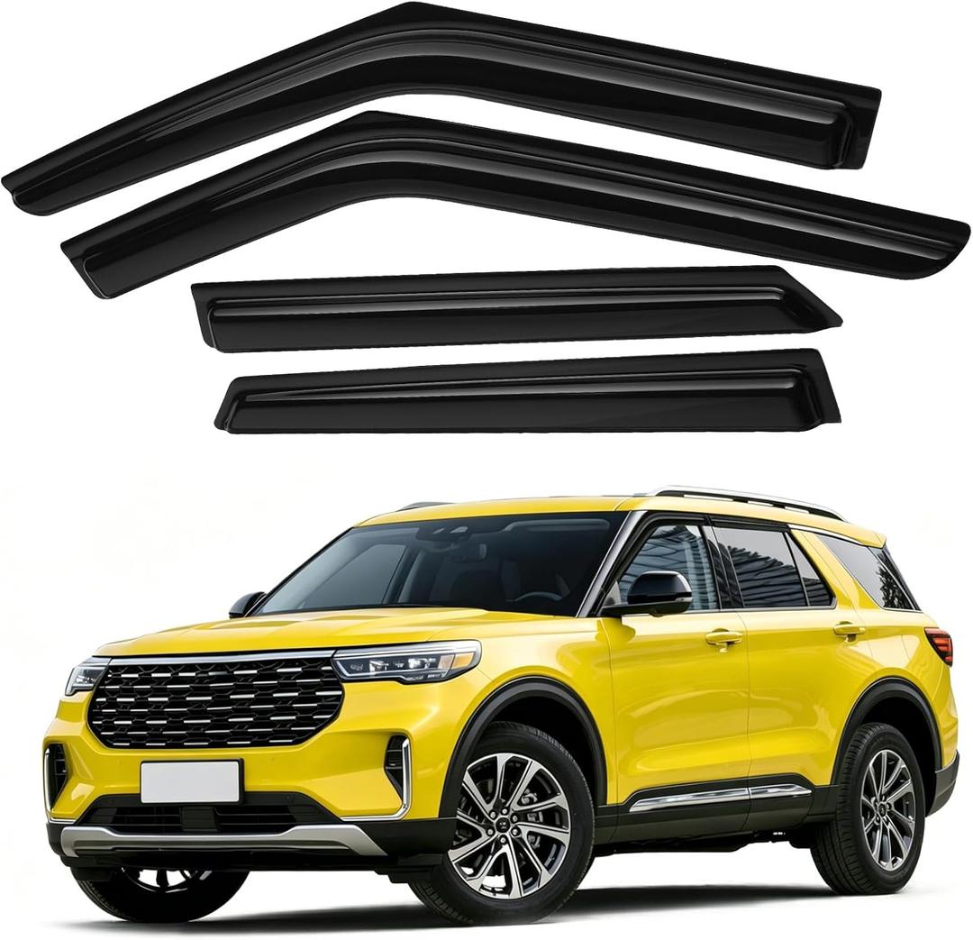 Explorer Rain Guards - Window Visors for Ford Explorer 2020-2026, Out-Channel Side Window Rain Guards for Explorer, 4PCS, Black, Car Accessories