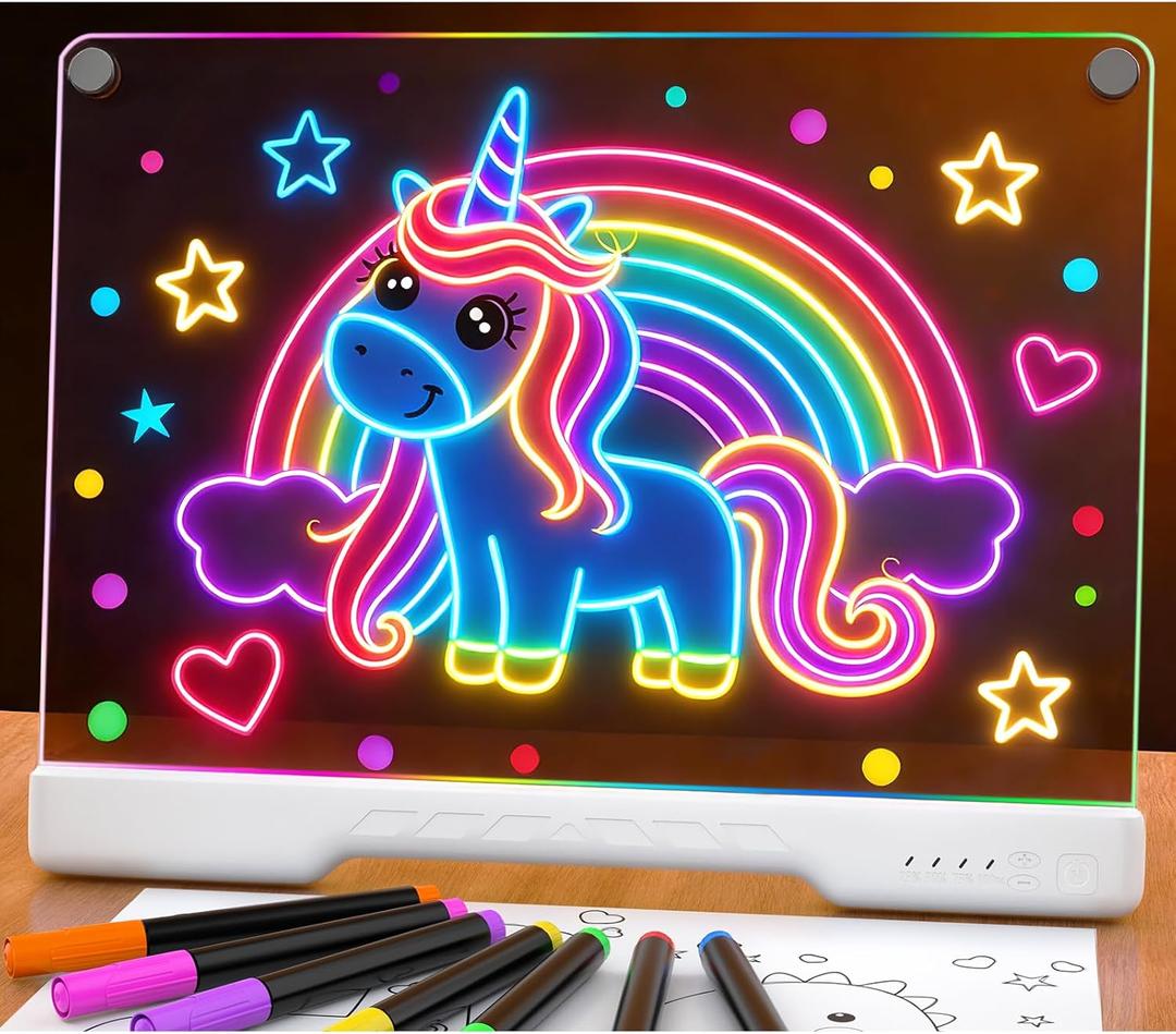 LED Drawing Board for Kids, 16" Rechargeable Light Up Writing Pad with 7 Colors & 10 Modes, Drawing Tablet for Doodle Tracing Notes, Birthday Christmas Holiday Gifts for Girls & Boys Age 3+