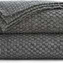 Longhui bedding 100% Cotton Knitted Throw Blanket – Dark Grey, Soft & Cozy, Machine Washable, 60"x80" – Perfect for Living Room, Couch, Sofa, Bed or Travel
