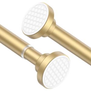 AIZESI Tension Curtain Rod 28 to 48 Inch, 1pcs Tension Rod 1 Inch Diameter Gold Small Shower Curtain Rod Adjustable Non-Drilling, Anti-Slip, Anti-Rust Spring Loaded Curtain Rods