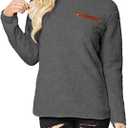 onlypuff Sherpa Pullover Hoodies for Women Fuzzy Sweatshirt Ladies Winter Warm Tops (Gray, XXL)