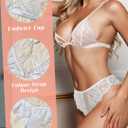 Dlsave Women Sexy Lace Lingerie Set Front Closure Eyelash Trim Bra and Panty Sets (Small)