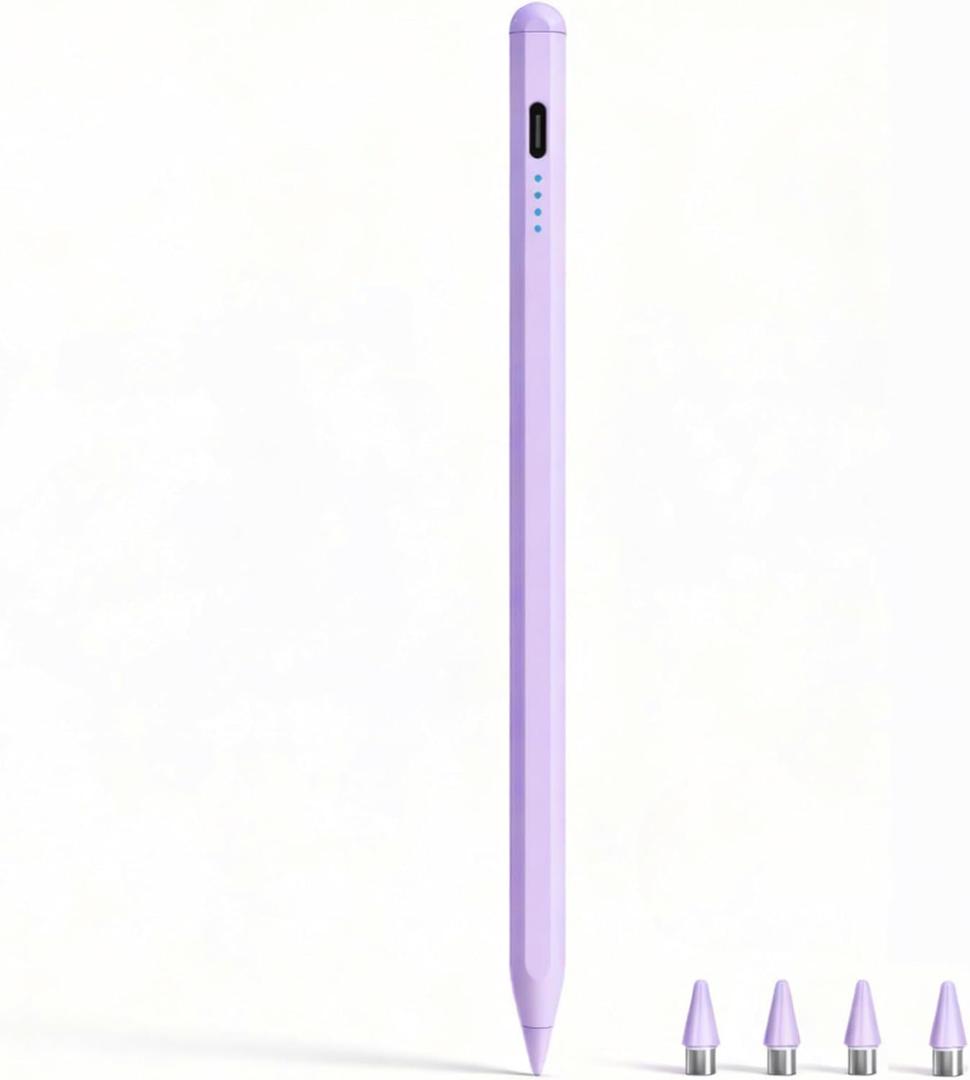 Stylus Pen for Samsung Galaxy Tab A11 / A11+, A9 / A9+, A8, A7 Lite, Active Capacitive Pencil for Samsung Android Tablet & iOS Touchscreens, High Precision Digital Pen with 4 Tips (Purple)