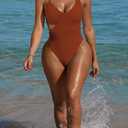 Pink Queen Women's Sexy One Piece Swimsuit Scoop Neck Cutout Waist Tummy Control Bathing Suit Swimwear (M)