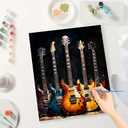 Electric Guitar Collection Paint by Numbers Kit for Adults - DIY Colorful Guitar Display Painting on Canvas 16x20In, Framed Acrylic Paint Set, Suitable for Beginners, Musical Art for Home Decoration