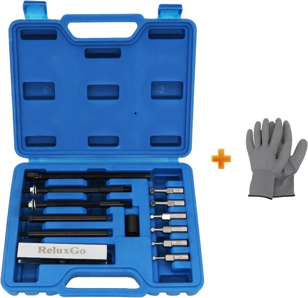 ReluxGo 13 Pcs Embedded Bearing Puller Set, Insert Wheel Bearing Removal Tool with 6 Pcs Ball Ended Threaded Puller Adaptors, Compatible with 6004-6010 6201-6206 6300-6302