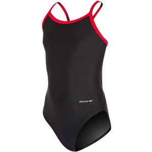 Sporti Thin Strap Girls' Athletic One-Piece Swimsuit – Competitive Bathing Suit, Chlorine Resistant for Youth Swimmers, Size XS