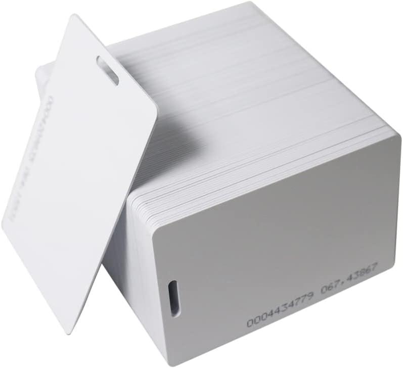 100 PCS 125KHz RFID Proximity ID Cards with Slot Hole Punch Key Token Tag Card for Entry Access Control System for Electronic Door Cabinet Lock EM4100 TK4100 Read-Only
