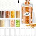 32 OZ Plastic Jars,16 Pcs Clear Plastic Jars with White Lids Round Empty Storage Jar Wide Mouth Refillable Storage Container with Lids for Household and Kitchen Food Organizing