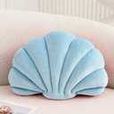 Seashell Decorative Pillow Shell Shaped Throw Pillow 3D Insert Beach Pillow Soft Velvet Pillow Sea Ocean Decoration Couch Bed Pillow Cushions (Blue,14 X 11 inch)