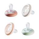 Tommee Tippee Breast-Like Pacifier, 0-6 Months, Symmetrical Design, Natural Breast-Like Baglet, BPA-Free Binkies, Rose/Green/Cream, Pack of 4