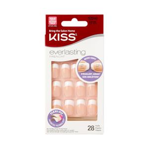 KISS Everlasting, Press On Nails, Nail glue included, 'Infinite', White, Medium Size, Squoval Shape, Includes 28 Nails, 2g Glue, 1 Manicure Stick, 1 Mini file