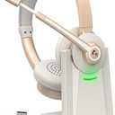 Wireless Headset with Mic for Work, Bluetooth Headset with Microphone, Wireless Headphones with USB Dongle, AI Noise Canceling Mic & Charging Base & Mic Mute for PC/Cell Phones/Call Center/Teams (Champagne Gold & White)