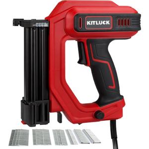 KITLUCK Brad Nailer, 2 in 1 120V Electric Staple Gun/Nail Gun with 1400pcs 18 Gauge Straight Nails and 400pcs Narrow Crown Staples for Woodworking, DIY and Upholstery