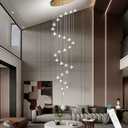 13ft Modern LED Chandeliers for Entryway Living Room Long Light High Ceiling Dining Room Light Dimmable Pendant Lighting Fixtures Chandelier for Foyer Staircase Antique Gold