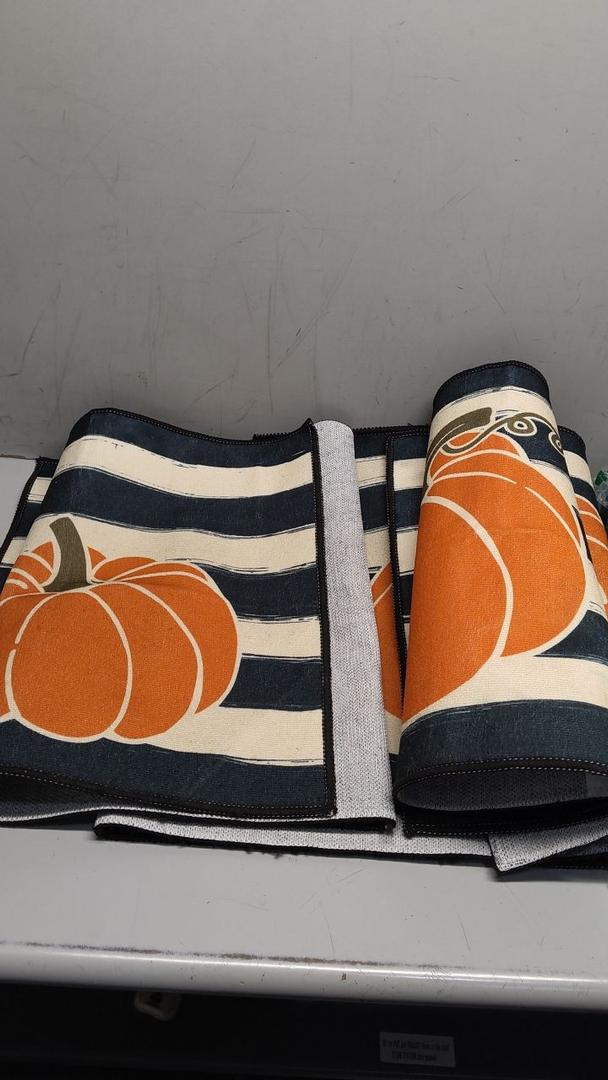 Set of 3 Thanksgiving Kitchen Rugs and Mats Fall Pumpkin Kitchen Rug Non Slip Washable Door Mats for Floor Home Bathroom Cabin Farmhouse Fall Thanksgiving Decor, 3 Sizes.