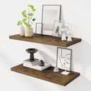 Dreamland 30" Floating Shelves for Wall, 12" Deep Slim Rustic Brown Floating Shelves, Wall-Mounted Shelves for Bedroom, Living Room, Kitchen, Bathroom - Set of 2, 30"L x 12"D x 1.3"H, Set of 2