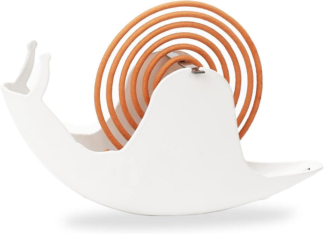 Snail Mosquito Coil Holder Iron Metal Fireproof Incense Burner Bracket,Animal Mosquito Incense Coil Holder Hanging Coil Rack for Home Office Bedroom Decor,Mosquito Coil Ornament (White)