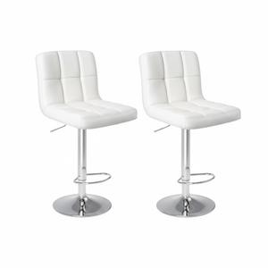 DUMOS Bar Stools Set of 4, 24 inch Counter Height Bar Stools, Upholstered Modern Kitchen Barstools with Metal Base, PU Leather Saddle Stools for Kitchen Island, White