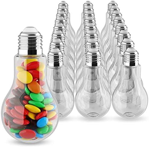 Houseables Plastic Light Bulbs, Fillable Light Bulbs, Fake Lightbulb, Plastic Lightbulbs for Crafts, Clear, Cups, Jars, Containers, Ornaments, Drink Glasses, Candy, Bottles, Party Favors, 200ML, 24PK