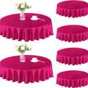 Homiest 6 Pack 60 Inch / 5ft Round Tablecloth Satin Table Cover, Hot Pink Table Cloth Overlay for Wedding Reception Graduation Banquet