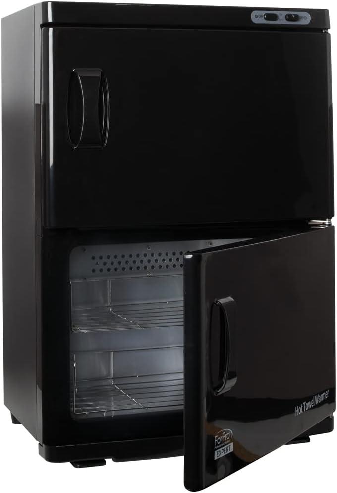 ForPro Professional Collection Expert Double Hot Towel Warmer, 46L Extra Large Capacity, Holds 48 Towels, Rust Resistant Heater with Stainless Steel Racks, 25.5 H x 17.75 W x 11 D, Black