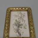 Creative Co-Op Carved Mango Wood Photo Frame with Diamond Pattern, Gold Foil Finish