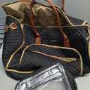 Wogarl 3PCS Weekender Bags for Women Large Overnight Bag Weekend Travel Duffel Bag Carry on Shoulder with Shoe Compartment Canvas Toiletry Bag for Travel Business Gym,Black