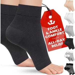 KEMFORD Ankle Compression Sleeve - 1-Pair, Plantar Fasciitis Braces - Open Toe Compression Socks for Swelling, Sprain, Neuropathy, Foot Arch Support for Men and Women - 20-30mmhg, L, Black KEMFORD Ankle Compression Sleeve - 1-Pair, Plantar Fasciitis Braces - Open Toe Compression Socks for Swelling, Sprain, Neuropathy, Foot Arch Support for Men and Women - 20-30mmhg, L, Black
