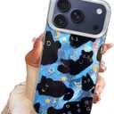 Compact Case for iPhone 17 Pro Black cat Design,[Compatible with Magsafe] Cute Soft Slim TPU Shockproof Protective Bumper Phone Cases Cover for Aesthetic Glitter Shiny Adorable