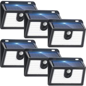 [6 Packs] Solar Motion Sensor Outdoor Lights, Super Bright Solar Lights Outdoor Waterproof, 3 Lighting Modes Security Wall Light for Outside Walking Dog Fence Backyard Deck Garden Door Step Garage