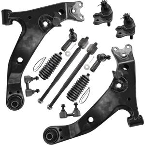ASTARPRO 12pcs Front Lower Control Arm and Lower Ball Joint Sway Bar Tie Rod End Inner and Outer with Boot Compatible with 1996-2002 Chevrolet Prizm Geo Prizm Toyota Corolla