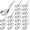 Tioncy 24 Pcs Stainless Steel Soup Spoons Mirror Polished Asian Soup Spoons for Bouillon Dessert Cereal Ramen Pho Wonton Dumpling Noodles