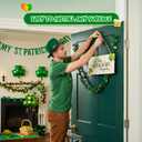 4E's Novelty "Let The Shenanigans Begin" Funny Hanging St. Patricks Day Shamrock Wood Decor Sign, Green Wooden Door Hanger for Front Doors, Festive and Classy Saint Patricks Day Door Decoration, Lucky Shamrock Sign Home Decor