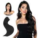 14 Inch Clip in Real Human Hair Extensions, 1B Natural Black Remy Thick Invisible Straight Clip Hair,Invisible 65 Gram Clip Hair,7 Pieces With 16 Clips,Perfect for Fine or Thinning Hair
