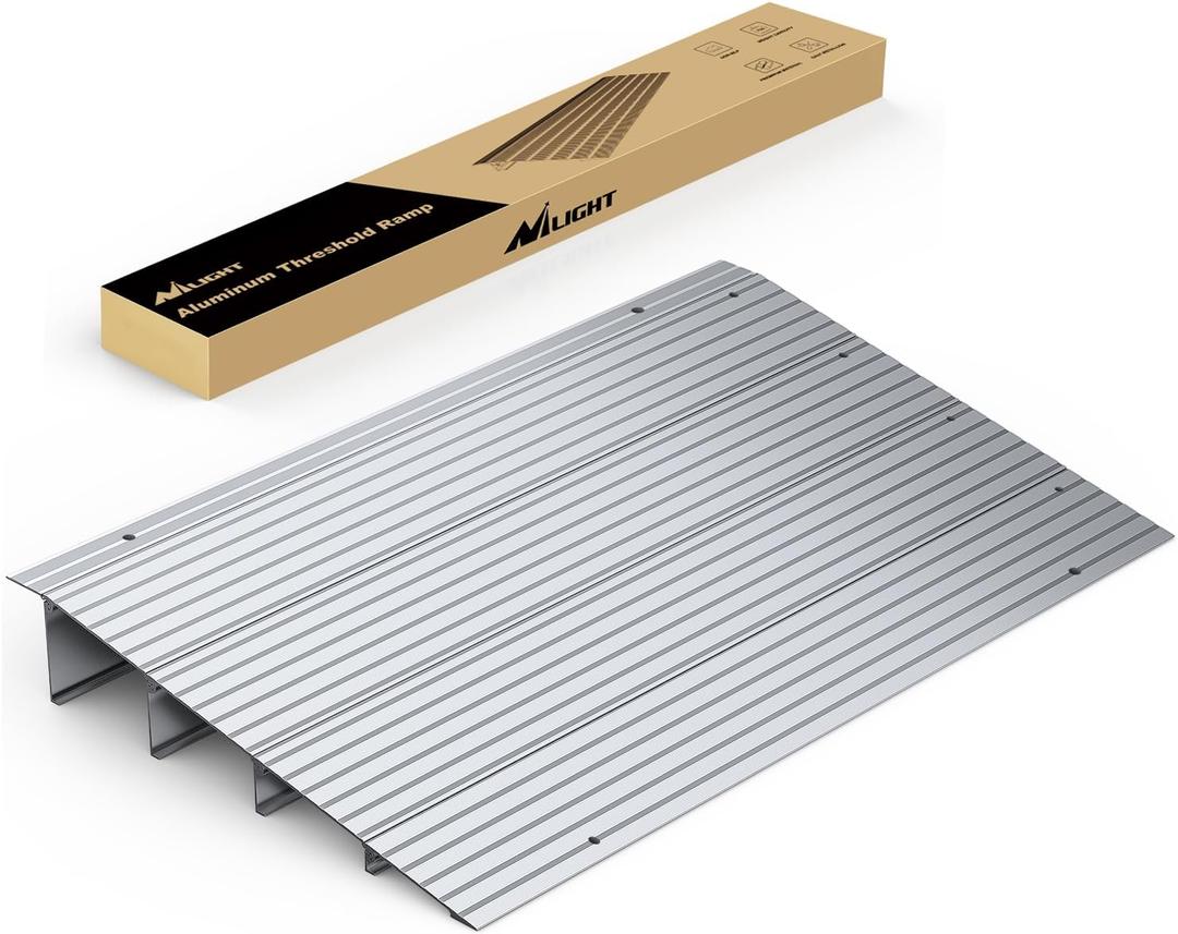 Nilight Door Threshold Ramp, 4" Rise Portable Aluminum Wheelchair Door Entry Ramps for Sheds Doorways Home Steps