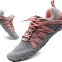 Weweya Women's Minimalist Barefoot Trail Running Shoes Runner Outdoor Beach Yoga Rowing Cycling Shoes Cross Training HIIT Work Out Gray Pink US Size 8 8.5