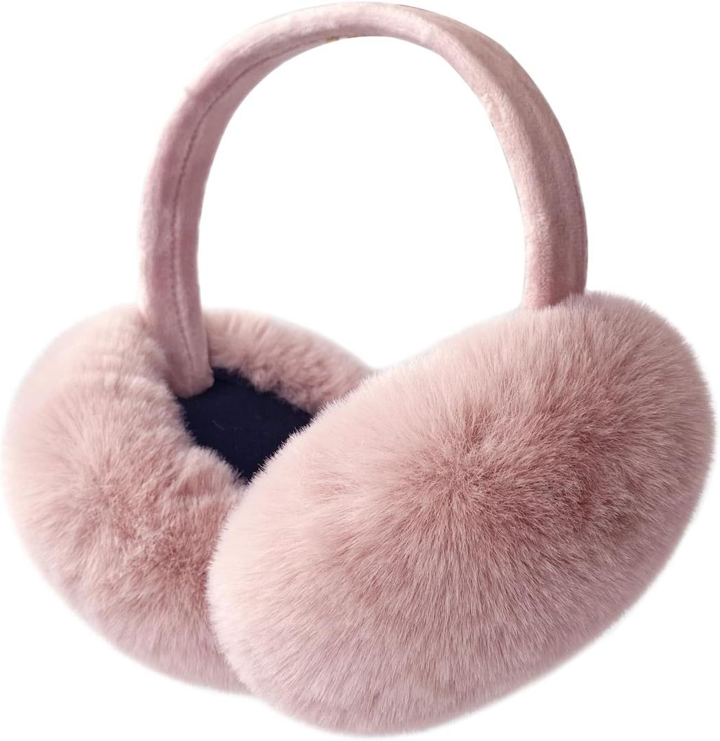 LCXSHYE Winter Ear muffs Faux Fur Warm Earmuffs Cute Foldable Outdoor Ear Warmers For Women Girls (Pink-2)