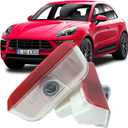 2pcs Never Fade Car LED Door Lights Logo Compatible with 911 992 2019-2025/Cayenne 2019-2025/Taycan 2020-2025,Ghost LED Projector Laser Courtesy Step Shadow Light Accessorie (White+Gold, Style 2)